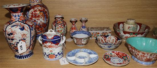 A quantity of Imari, Kutani and other Asian wares, including vases, bowls, etc. (faults)